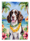 English Springer Spaniel Luau House Flag 28x40 Porch Sleeve Pole Decorative Outside Yard Banner Artwork Wall Hanging, Polyester