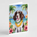 English Springer Spaniel Luau Greeting Cards Pack of 8 Blank Cards with Envelopes Whimsical A7 Size 5x7