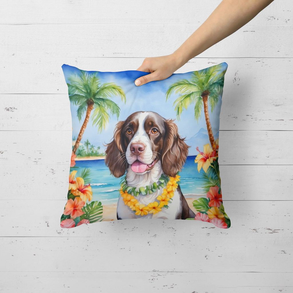 English Springer Spaniel Luau Decorative Throw Pillow 18x18 Indoor Outdoor Accent Cushion, Fabric Cover with Insert for Sofa, Bed, Porch & Living Room