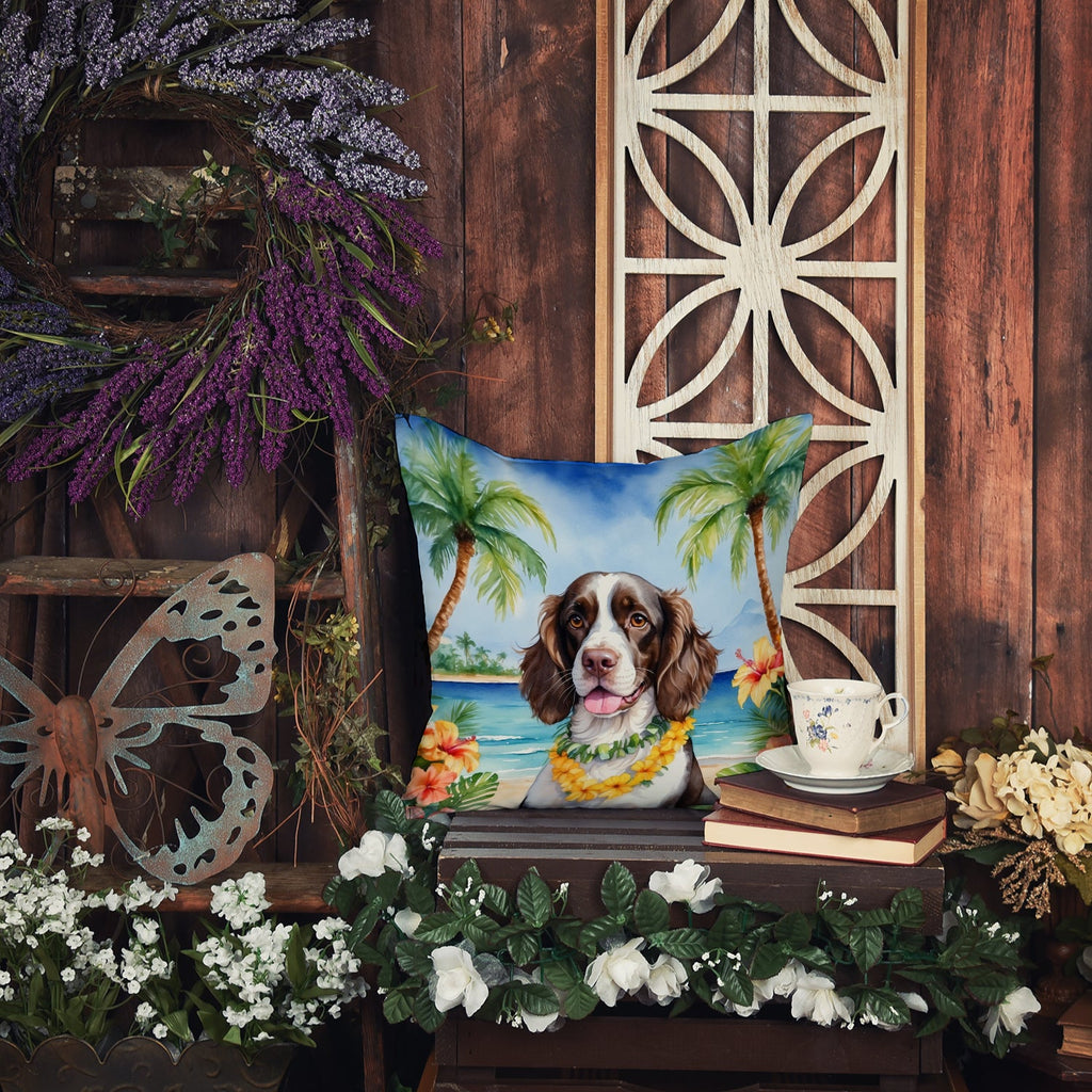 English Springer Spaniel Luau Decorative Throw Pillow 18x18 Indoor Outdoor Accent Cushion, Fabric Cover with Insert for Sofa, Bed, Porch & Living Room
