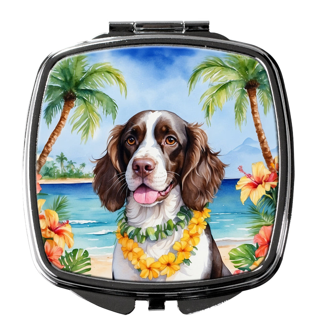 English Springer Spaniel Luau Compact Mirror Decorative Travel Makeup Mirror for Women Girls Gifts Pocket Makeup Mirror Folding Handheld