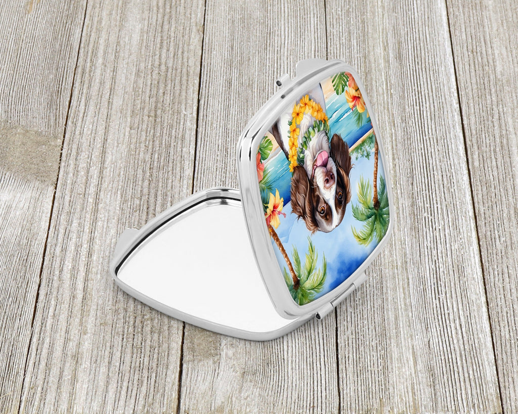 English Springer Spaniel Luau Compact Mirror Decorative Travel Makeup Mirror for Women Girls Gifts Pocket Makeup Mirror Folding Handheld
