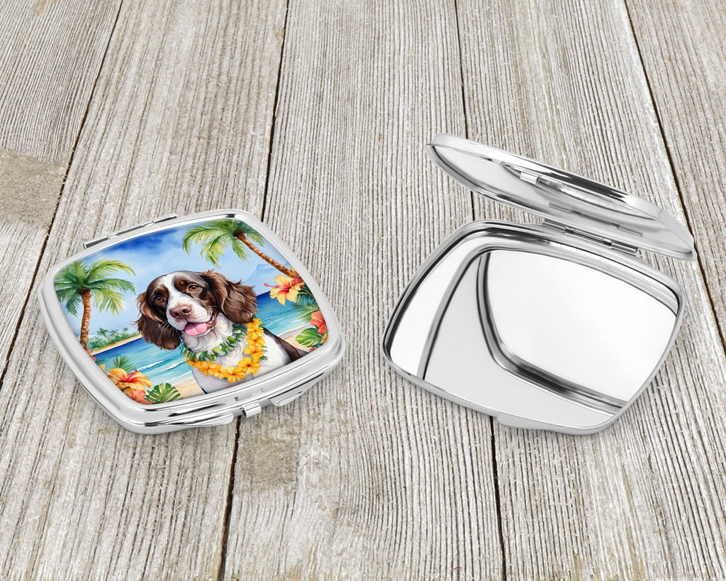 English Springer Spaniel Luau Compact Mirror Decorative Travel Makeup Mirror for Women Girls Gifts Pocket Makeup Mirror Folding Handheld