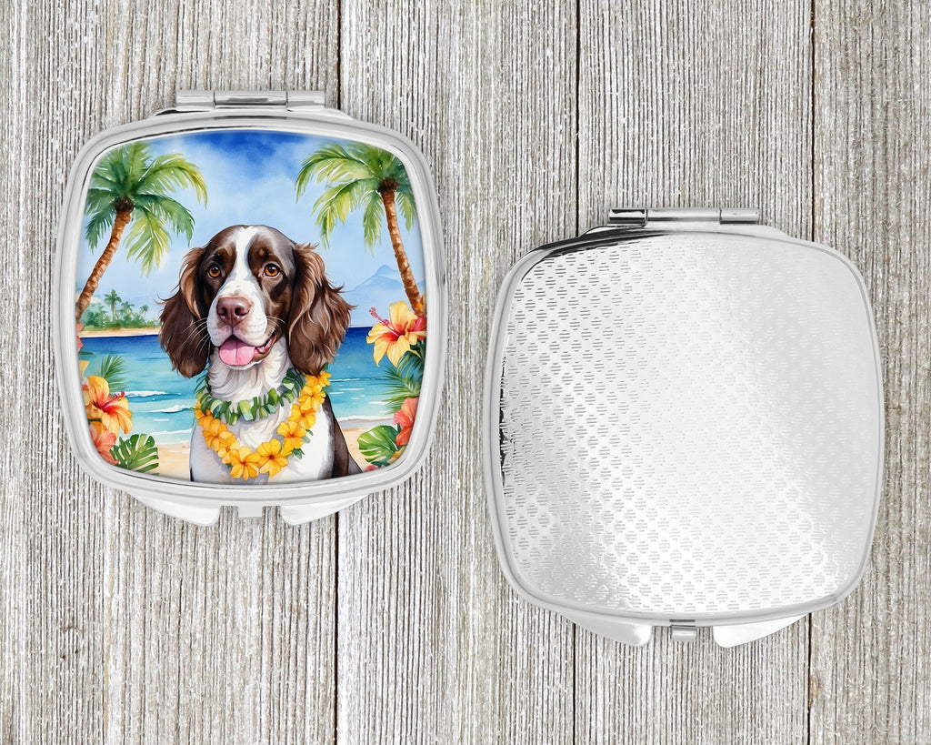 English Springer Spaniel Luau Compact Mirror Decorative Travel Makeup Mirror for Women Girls Gifts Pocket Makeup Mirror Folding Handheld