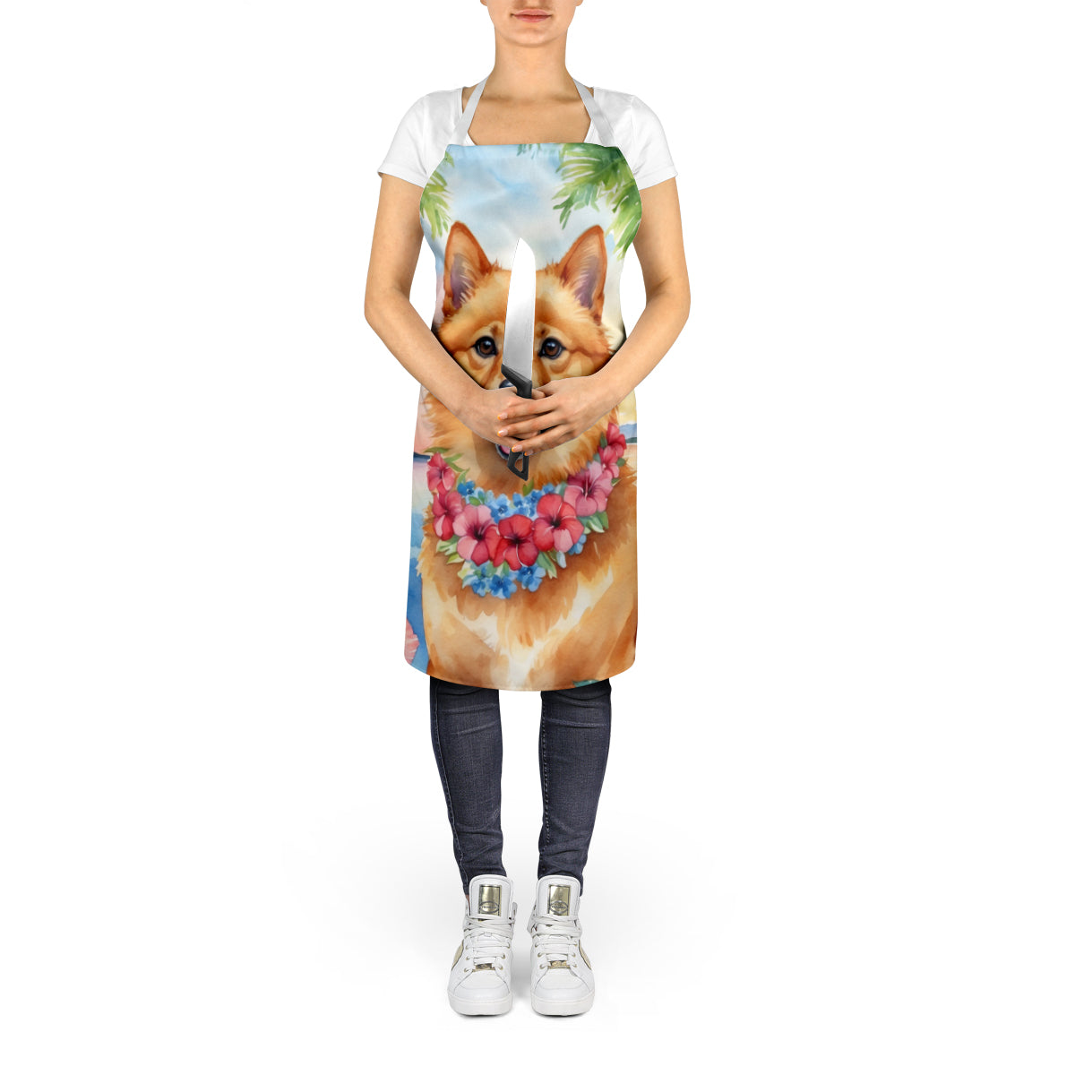 Finnish Spitz Luau Apron Cooking Kitchen Server Baking Crafts Gardening for Adult Women Men, Unisex, Large, Multicolor