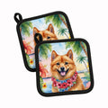 Finnish Spitz Luau Pot Holder Set of 2 Heat Resistant Quilted Hot Pads 7.5 x 7.5 Inch, Insulated Kitchen Trivets for Cooking & Baking