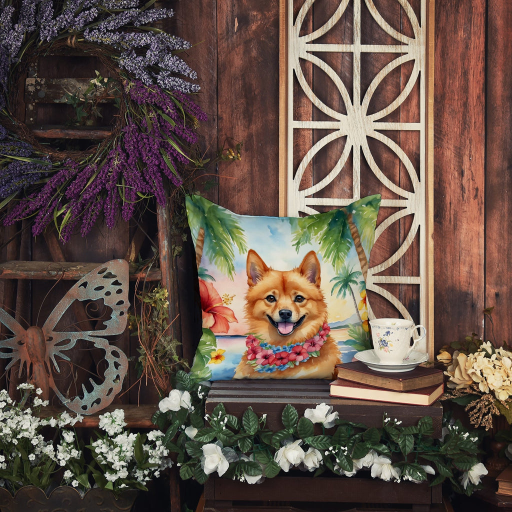 Finnish Spitz Luau Decorative Throw Pillow 18x18 Indoor Outdoor Accent Cushion, Fabric Cover with Insert for Sofa, Bed, Porch & Living Room