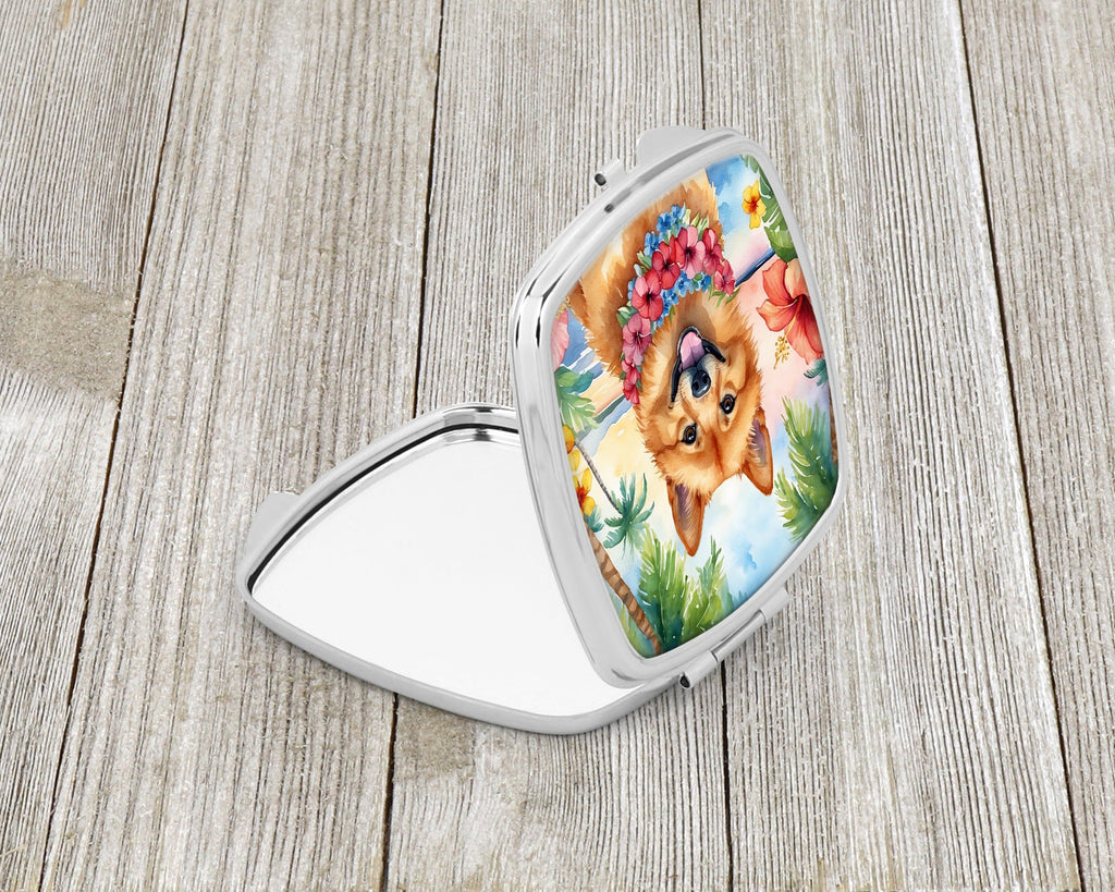 Finnish Spitz Luau Compact Mirror Decorative Travel Makeup Mirror for Women Girls Gifts Pocket Makeup Mirror Folding Handheld
