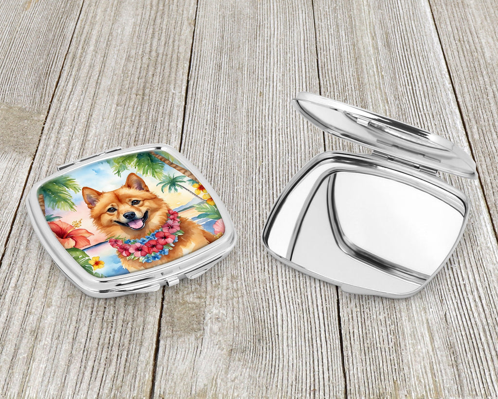 Finnish Spitz Luau Compact Mirror Decorative Travel Makeup Mirror for Women Girls Gifts Pocket Makeup Mirror Folding Handheld