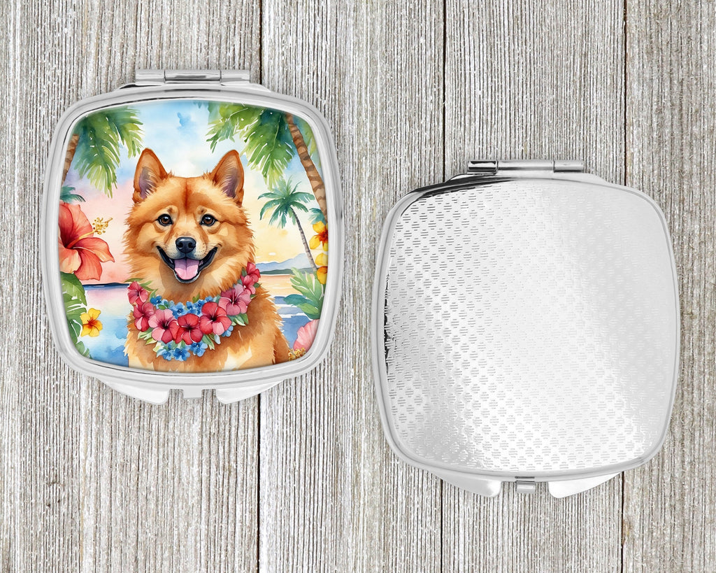 Finnish Spitz Luau Compact Mirror Decorative Travel Makeup Mirror for Women Girls Gifts Pocket Makeup Mirror Folding Handheld