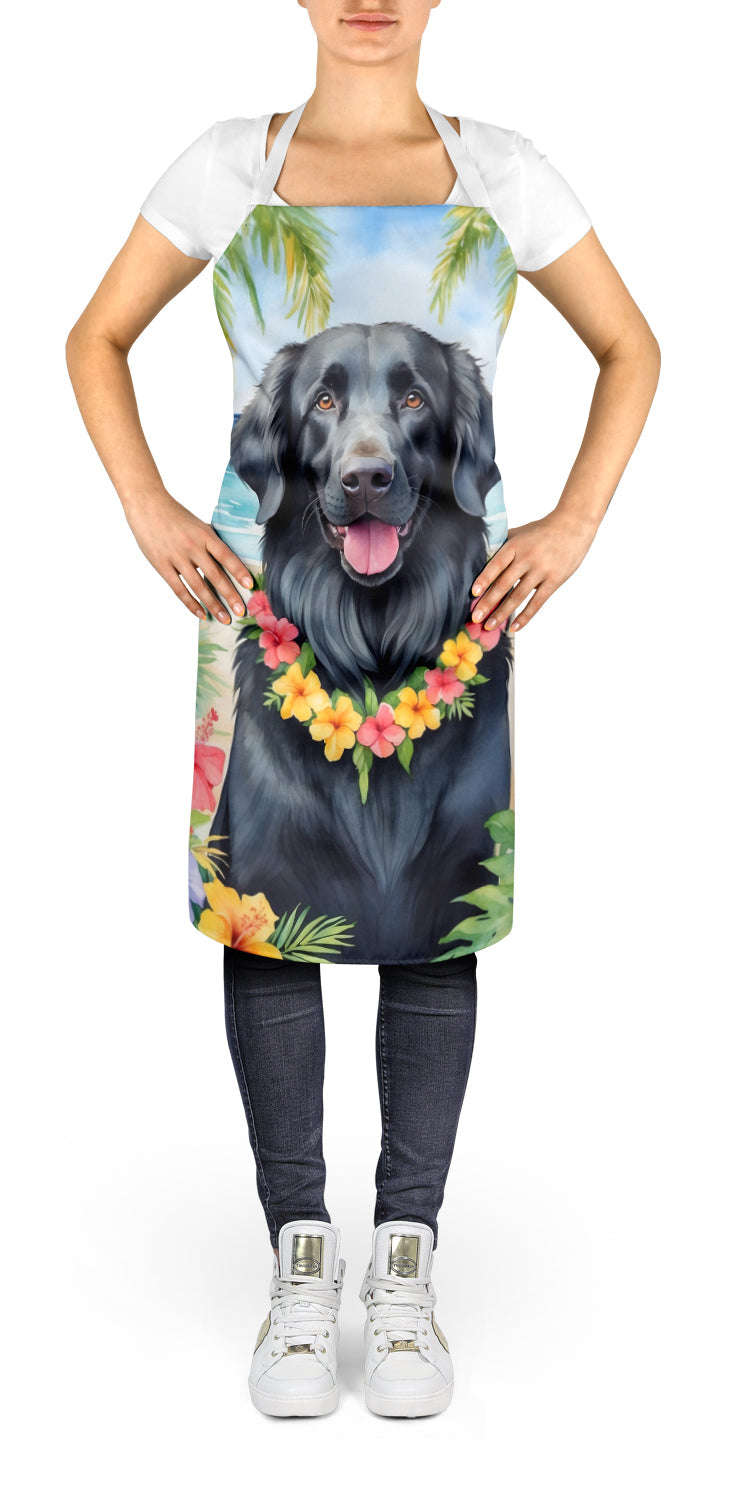 Flat-Coated Retriever Luau Apron Cooking Kitchen Server Baking Crafts Gardening for Adult Women Men, Unisex, Large, Multicolor