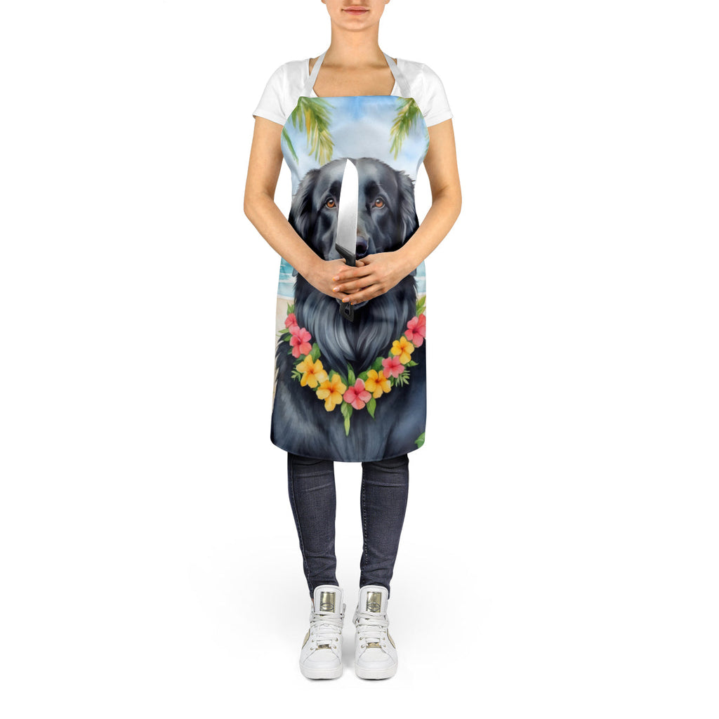 Flat-Coated Retriever Luau Apron Cooking Kitchen Server Baking Crafts Gardening for Adult Women Men, Unisex, Large, Multicolor