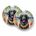 Flat-Coated Retriever Luau Set of 2 Cup Holder Car Coasters Absorbent Round Sandstone Coasters Gifts for Men or Women, 2.5, Multicolor