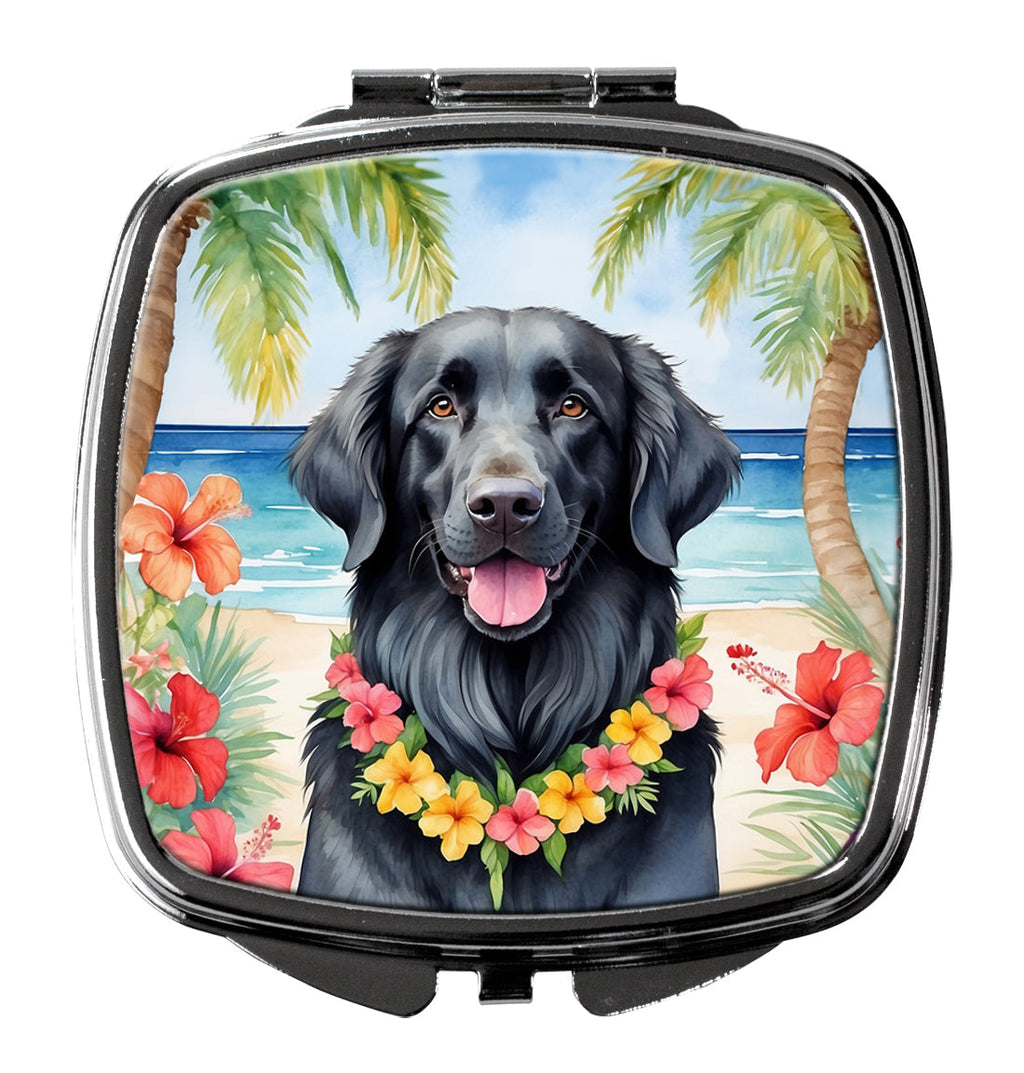 Flat-Coated Retriever Luau Compact Mirror Decorative Travel Makeup Mirror for Women Girls Gifts Pocket Makeup Mirror Folding Handheld