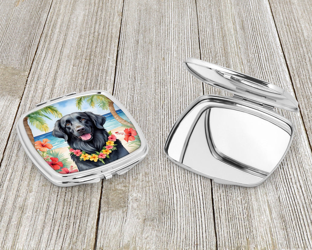 Flat-Coated Retriever Luau Compact Mirror Decorative Travel Makeup Mirror for Women Girls Gifts Pocket Makeup Mirror Folding Handheld
