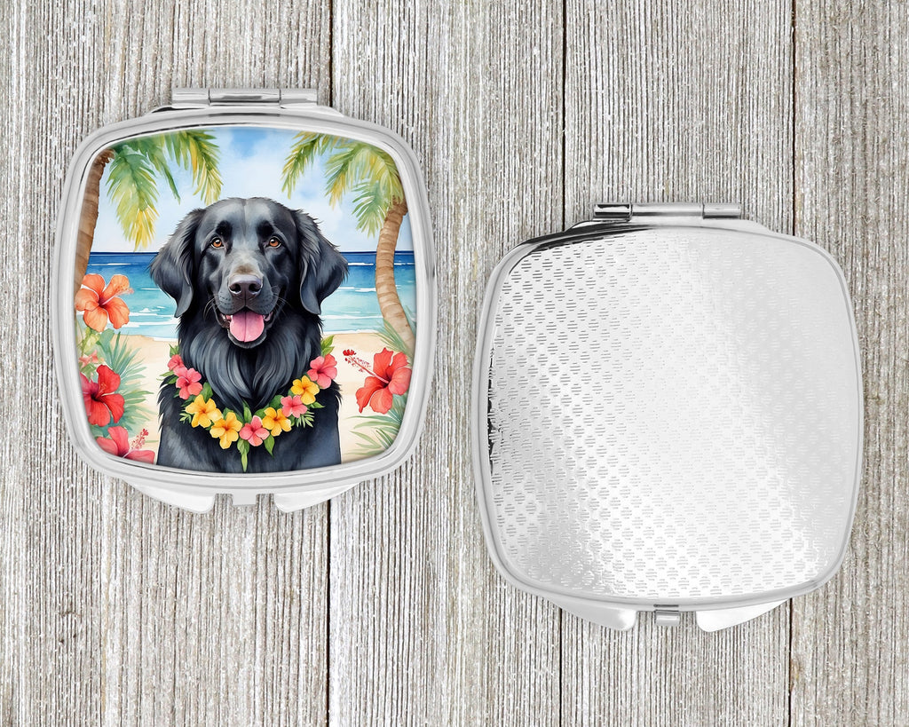 Flat-Coated Retriever Luau Compact Mirror Decorative Travel Makeup Mirror for Women Girls Gifts Pocket Makeup Mirror Folding Handheld