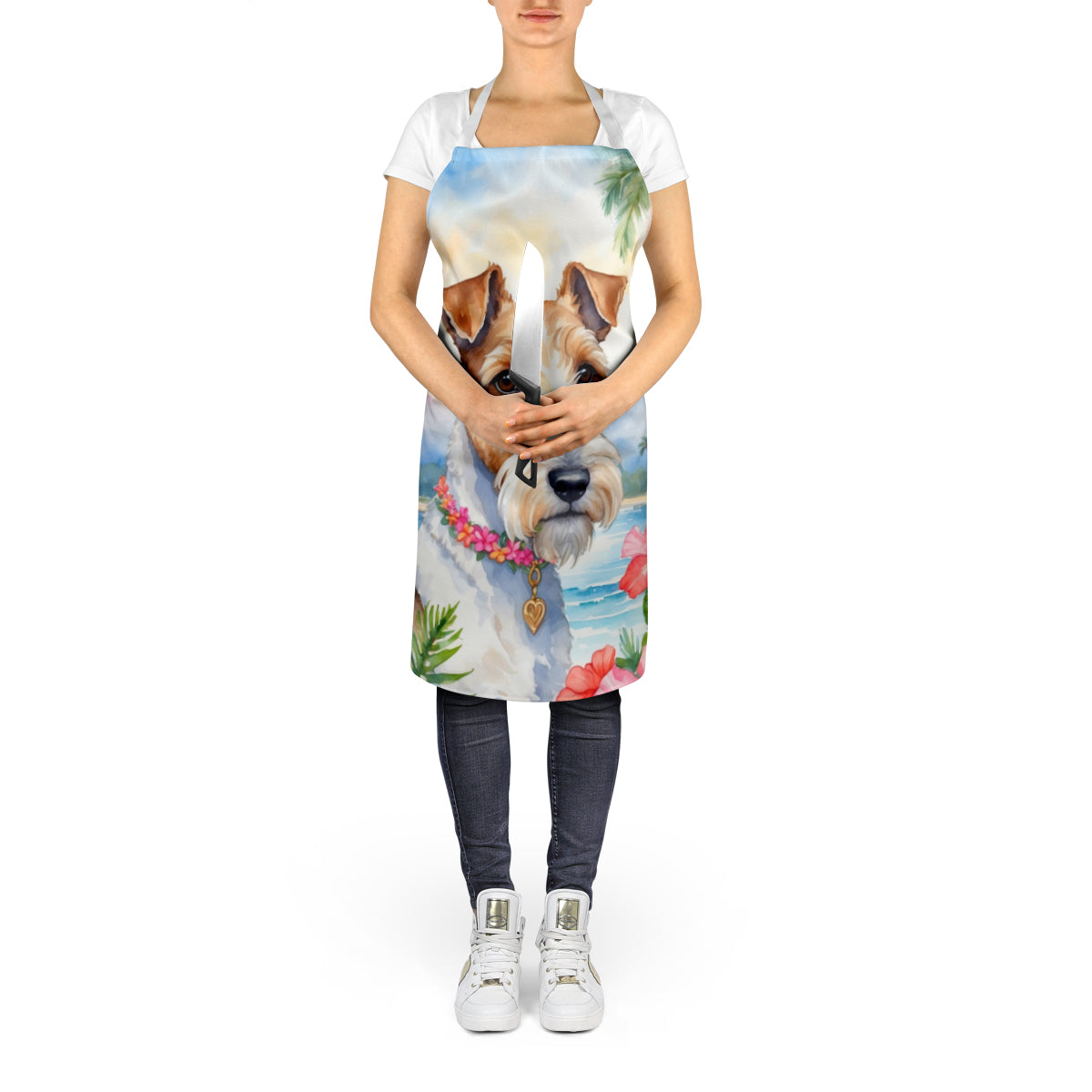 Fox Terrier Luau Apron Cooking Kitchen Server Baking Crafts Gardening for Adult Women Men, Unisex, Large, Multicolor