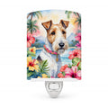 Fox Terrier Luau Ceramic Night Light Compact, UL-Certified, Ideal for Bedroom, Bathroom, Nursery, Hallway, Kitchen, 6x4x3, Multicolor