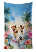 Fox Terrier Luau Kitchen Towel Velour Plush Front and Cotton Loop Back Machine Washable