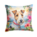 Fox Terrier Luau Decorative Throw Pillow 18x18 Indoor Outdoor Accent Cushion, Fabric Cover with Insert for Sofa, Bed, Porch & Living Room