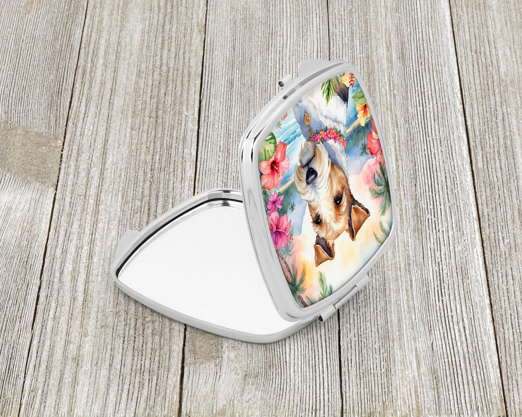 Fox Terrier Luau Compact Mirror Decorative Travel Makeup Mirror for Women Girls Gifts Pocket Makeup Mirror Folding Handheld