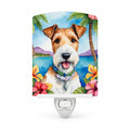 Fox Terrier Luau Ceramic Night Light Compact, UL-Certified, Ideal for Bedroom, Bathroom, Nursery, Hallway, Kitchen, 6x4x3, Multicolor