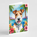 Fox Terrier Luau Greeting Cards Pack of 8 Blank Cards with Envelopes Whimsical A7 Size 5x7