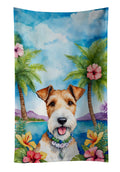 Fox Terrier Luau Kitchen Towel Velour Plush Front and Cotton Loop Back Machine Washable