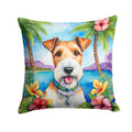 Fox Terrier Luau Decorative Throw Pillow 14x14 Indoor Outdoor Accent Cushion, Fabric Cover with Insert for Sofa, Bed, Porch & Living Room