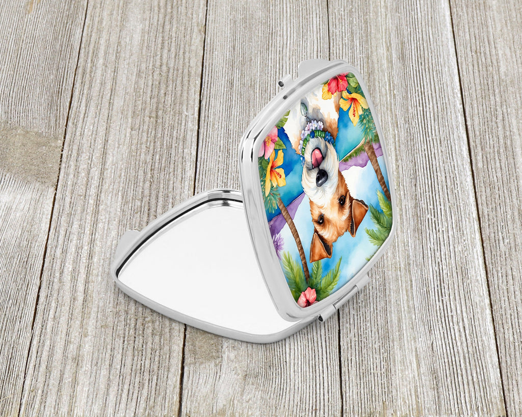 Fox Terrier Luau Compact Mirror Decorative Travel Makeup Mirror for Women Girls Gifts Pocket Makeup Mirror Folding Handheld