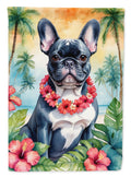 French Bulldog Luau House Flag 28x40 Porch Sleeve Pole Decorative Outside Yard Banner Artwork Wall Hanging, Polyester
