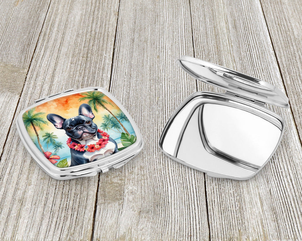 French Bulldog Luau Compact Mirror Decorative Travel Makeup Mirror for Women Girls Gifts Pocket Makeup Mirror Folding Handheld