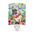 French Bulldog Luau Ceramic Night Light Compact, UL-Certified, Ideal for Bedroom, Bathroom, Nursery, Hallway, Kitchen, 6x4x3, Multicolor