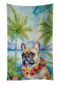 French Bulldog Luau Kitchen Towel Velour Plush Front and Cotton Loop Back Machine Washable