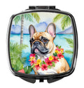 French Bulldog Luau Compact Mirror Decorative Travel Makeup Mirror for Women Girls Gifts Pocket Makeup Mirror Folding Handheld