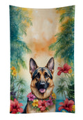 German Shepherd Luau Kitchen Towel Velour Plush Front and Cotton Loop Back Machine Washable