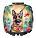 German Shepherd Luau Compact Mirror Decorative Travel Makeup Mirror for Women Girls Gifts Pocket Makeup Mirror Folding Handheld