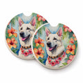 White German Shepherd Luau Set of 2 Cup Holder Car Coasters Absorbent Round Sandstone Coasters Gifts for Men or Women, 2.5, Multicolor