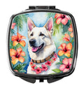 White German Shepherd Luau Compact Mirror Decorative Travel Makeup Mirror for Women Girls Gifts Pocket Makeup Mirror Folding Handheld