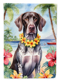 German Shorthaired Pointer Luau House Flag 28x40 Porch Sleeve Pole Decorative Outside Yard Banner Artwork Wall Hanging, Polyester