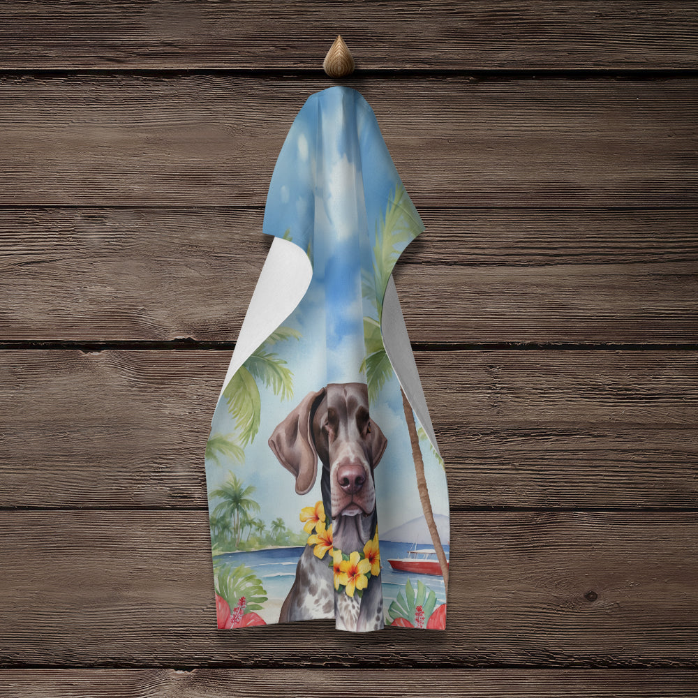 German Shorthaired Pointer Luau Kitchen Towel Velour Plush Front and Cotton Loop Back Machine Washable