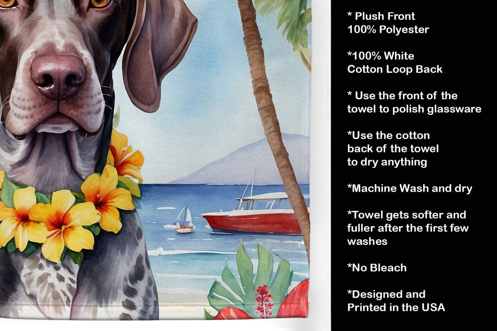 German Shorthaired Pointer Luau Kitchen Towel Velour Plush Front and Cotton Loop Back Machine Washable