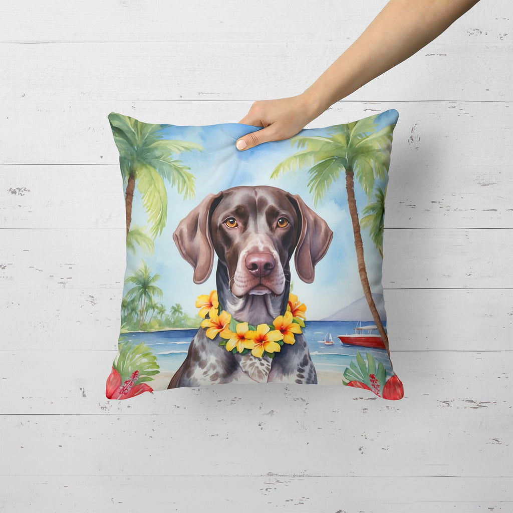 German Shorthaired Pointer Luau Decorative Throw Pillow 18x18 Indoor Outdoor Accent Cushion, Fabric Cover with Insert for Sofa, Bed, Porch & Living Room