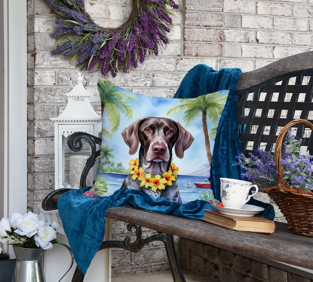 German Shorthaired Pointer Luau Decorative Throw Pillow 18x18 Indoor Outdoor Accent Cushion, Fabric Cover with Insert for Sofa, Bed, Porch & Living Room