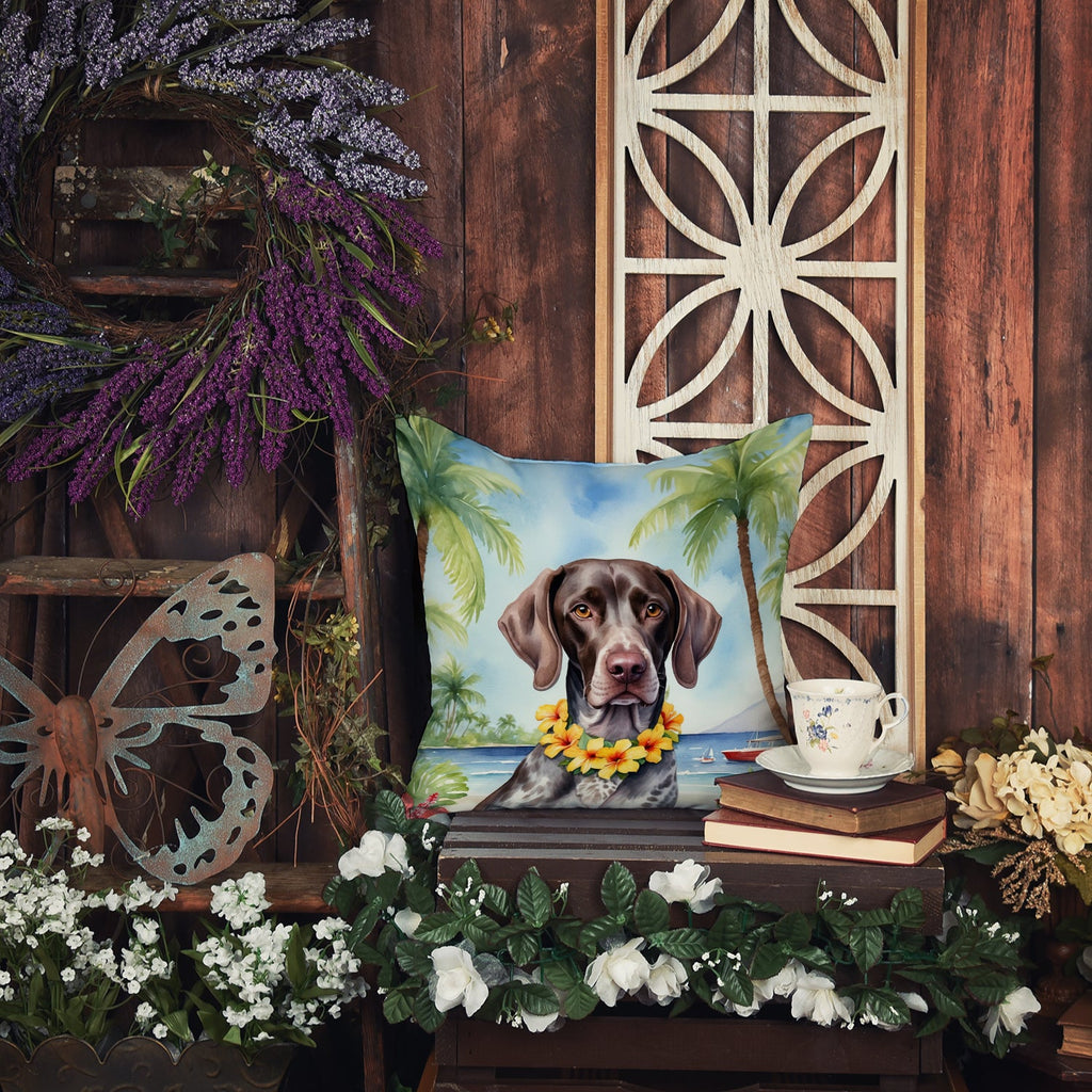 German Shorthaired Pointer Luau Decorative Throw Pillow 18x18 Indoor Outdoor Accent Cushion, Fabric Cover with Insert for Sofa, Bed, Porch & Living Room