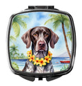 German Shorthaired Pointer Luau Compact Mirror Decorative Travel Makeup Mirror for Women Girls Gifts Pocket Makeup Mirror Folding Handheld