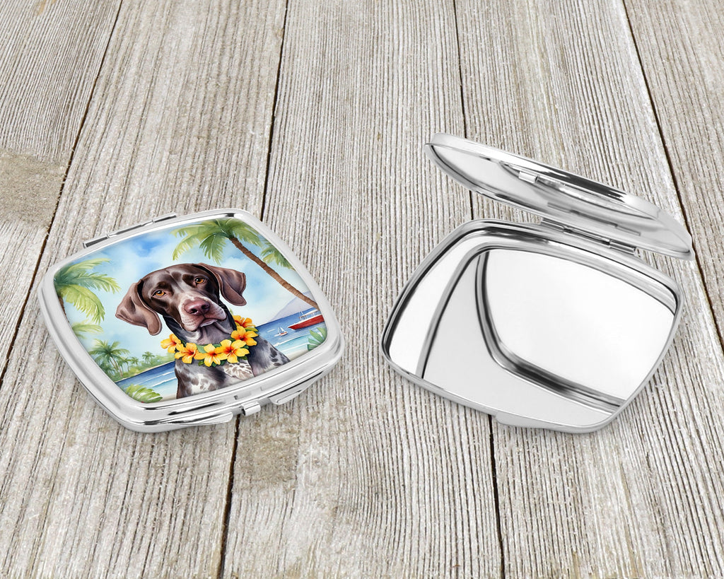 German Shorthaired Pointer Luau Compact Mirror Decorative Travel Makeup Mirror for Women Girls Gifts Pocket Makeup Mirror Folding Handheld