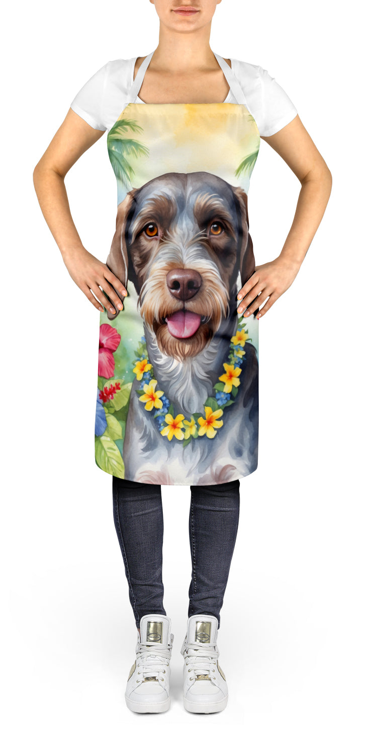 German Wirehaired Pointer Luau Apron Cooking Kitchen Server Baking Crafts Gardening for Adult Women Men, Unisex, Large, Multicolor