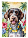German Wirehaired Pointer Luau House Flag 28x40 Porch Sleeve Pole Decorative Outside Yard Banner Artwork Wall Hanging, Polyester