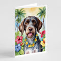 German Wirehaired Pointer Luau Greeting Cards Pack of 8 Blank Cards with Envelopes Whimsical A7 Size 5x7